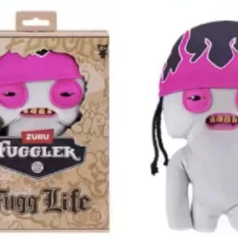 NWT 9” Zuru Fuggler Plush Toy: Squidge Pink with Gold Teeth - Picture 2 of 2